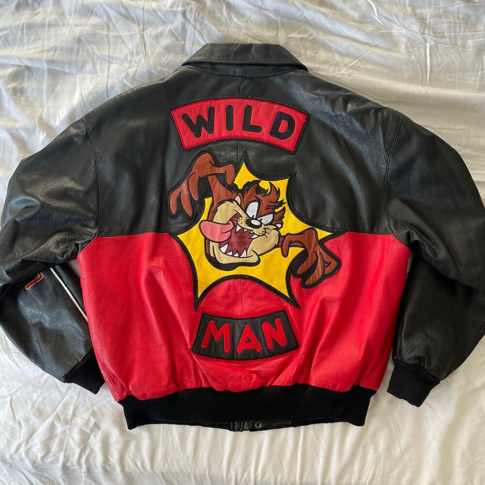 Vintage 90's Looney Tunes Tasmanian Devil Leather Jacket
